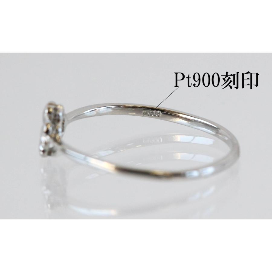 ダイヤモンド リング クローバー 指輪 四つ葉 11号 Pt900 0.01ct 4月