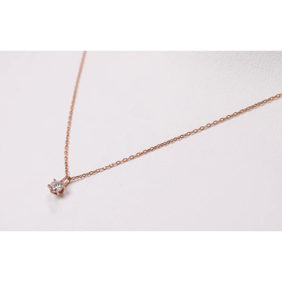K10PG ダイヤモンド ネックレス ピンクゴールド 一粒 0.08ct 40cm 4月 