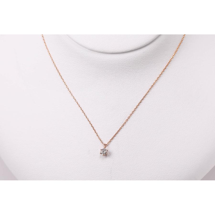 K10PG ダイヤモンド ネックレス ピンクゴールド 一粒 0.08ct 40cm 4月