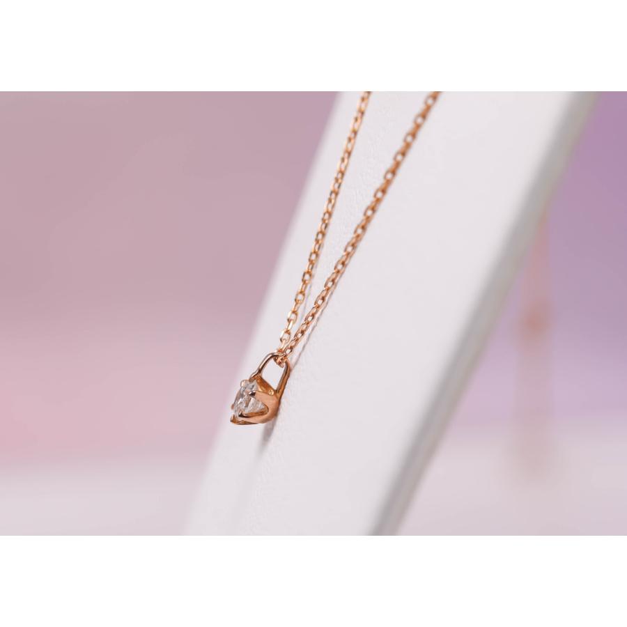 K10PG ダイヤモンド ネックレス ピンクゴールド 一粒 0.08ct 40cm 4月