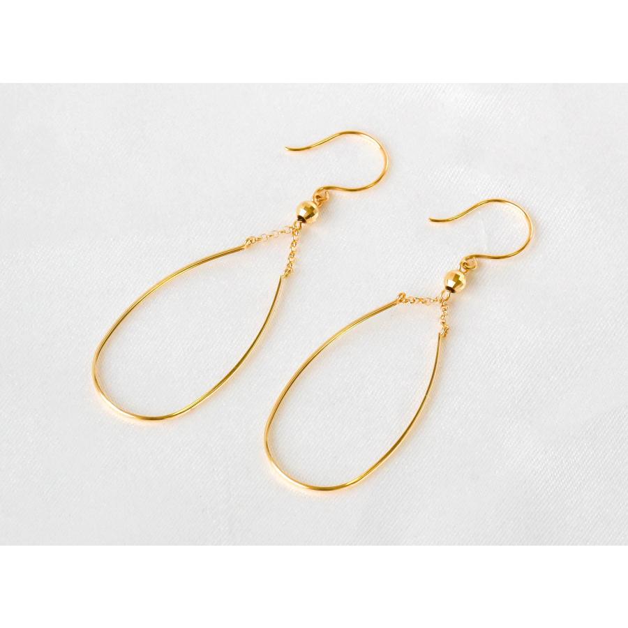 K18 ゴールド フックピアス フープ 揺れる おしゃれ 華奢 ミラーボール ドロップ型 シンプル 安心の宝石保証書付き 全国送料無料 K18 gold hoop earrings