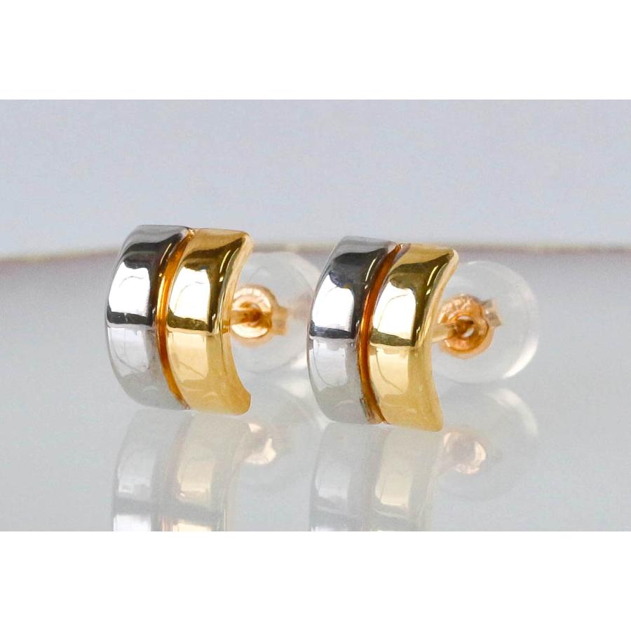 K18＆PT ピアス　ツートンカラーピアス　両耳 K18 ピアス ホワイトゴールド イエローゴールド ツートン バイカラー