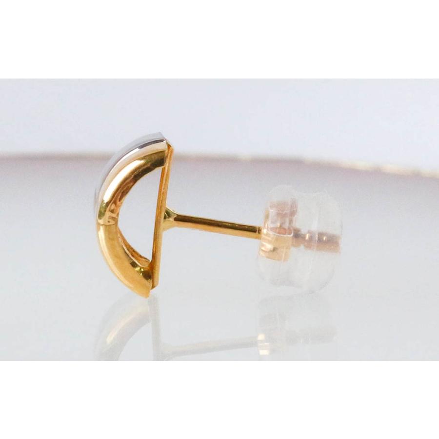 K18 イエロー/ホワイトゴールドフープピアス K18フープピアス(外径14.5mm)。つけっぱなし・デイリーユースに
