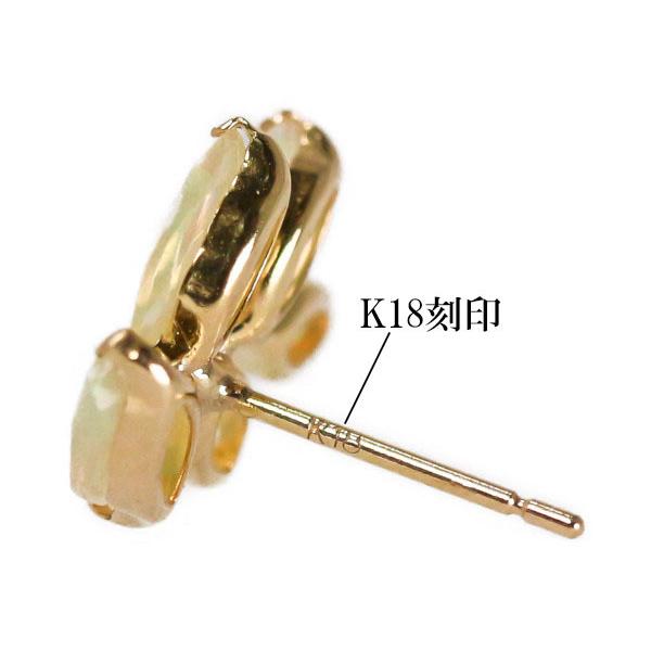 オパール ピアス K18YG イエローゴールド 葉 リーフ ボタニカル 1.2ct