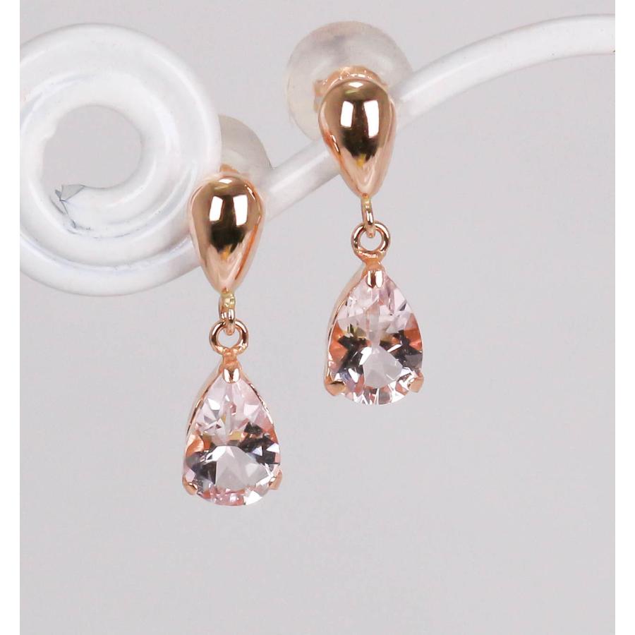 K18PG モルガナイト ピアス ピンクゴールド 0.6ct ドロップ ピンク