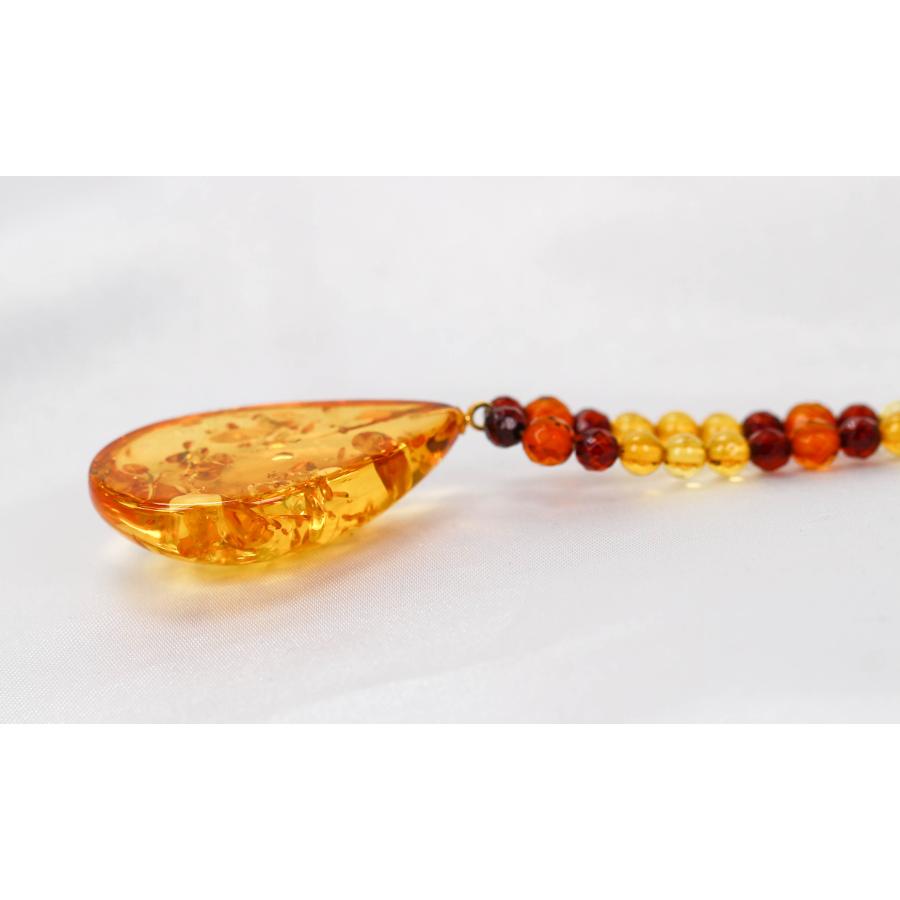 天然琥珀 イエローアンバー ネックレス ペンダント ドロップ