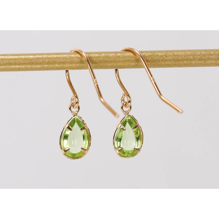 K18 ペリドット ピアス フック グリーン 黄緑 8月誕生石 アクセサリー 