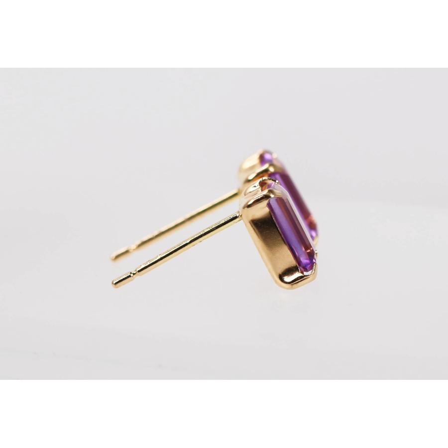 K18 アメジスト ピアス ゴールド 0.80ct 紫水晶 スクエア 2月誕生石 