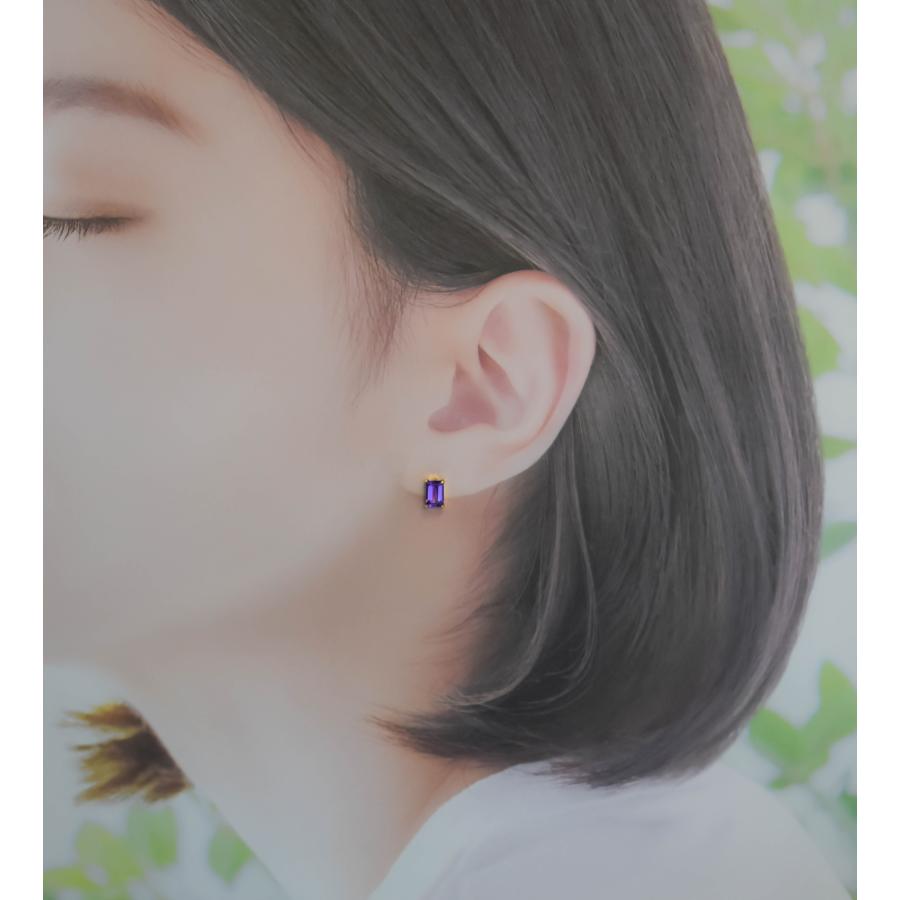 K18 アメジスト ピアス ゴールド 0.80ct 紫水晶 スクエア 2月誕生石