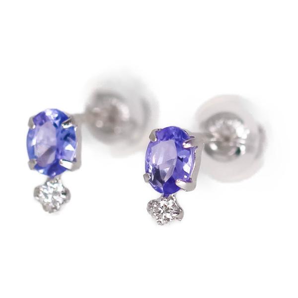 Pt900 タンザナイト ピアス ダイヤモンド プラチナ 0.18ct 12月誕生石 レディース アクセサリー 保証書付きの画像