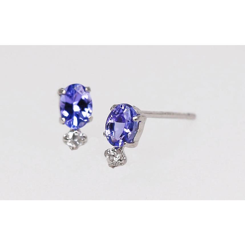 Pt900 タンザナイト ピアス ダイヤモンド プラチナ 0.18ct 12月誕生石 レディース アクセサリー 保証書付きの画像
