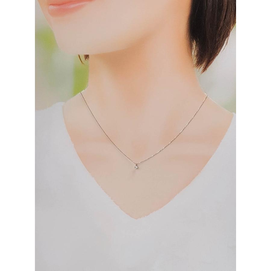 Pt850 ダイヤモンド ネックレス プラチナ 0.09ct 一粒 普段使い シンプル レディース アクセサリー 宝石保証書付きの画像