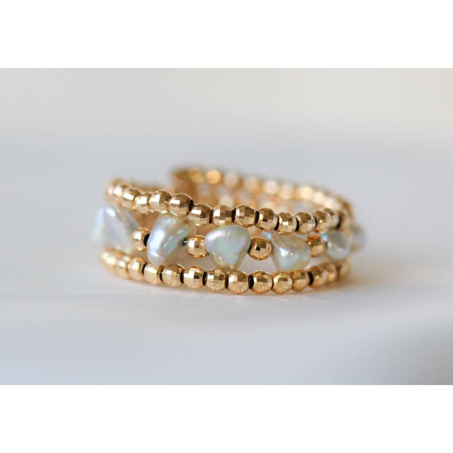 あこや真珠 フリーサイズ リング K18YG 指輪 アコヤ ケシ パール