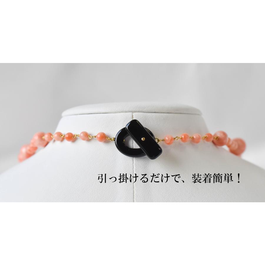 サンゴ ロングネックレス 珊瑚 ピンク トグル 56cm ３月誕生石 天然 レディース アクセサリー ナチュラル LUCEMIYA 保証書付きの画像