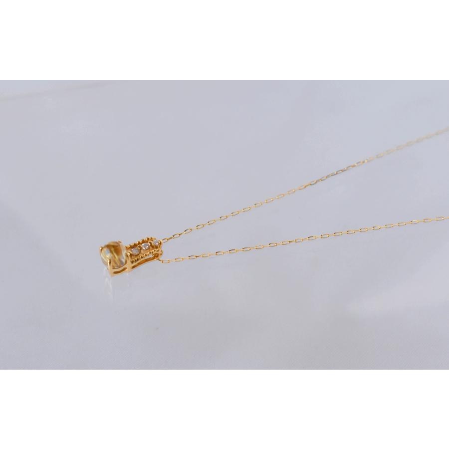 K18 ルチルクォーツ ダイヤモンド ネックレス イエローゴールド ペンダント 金運 黄色 針水晶 レディース アクセサリー プレゼント 宝石保証書付きの画像