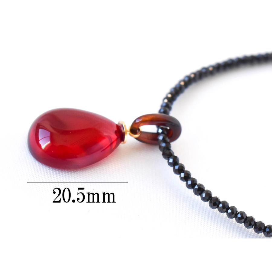 琥珀 スピネル ネックレス ペンダント レッドアンバー 真鍮 45cm