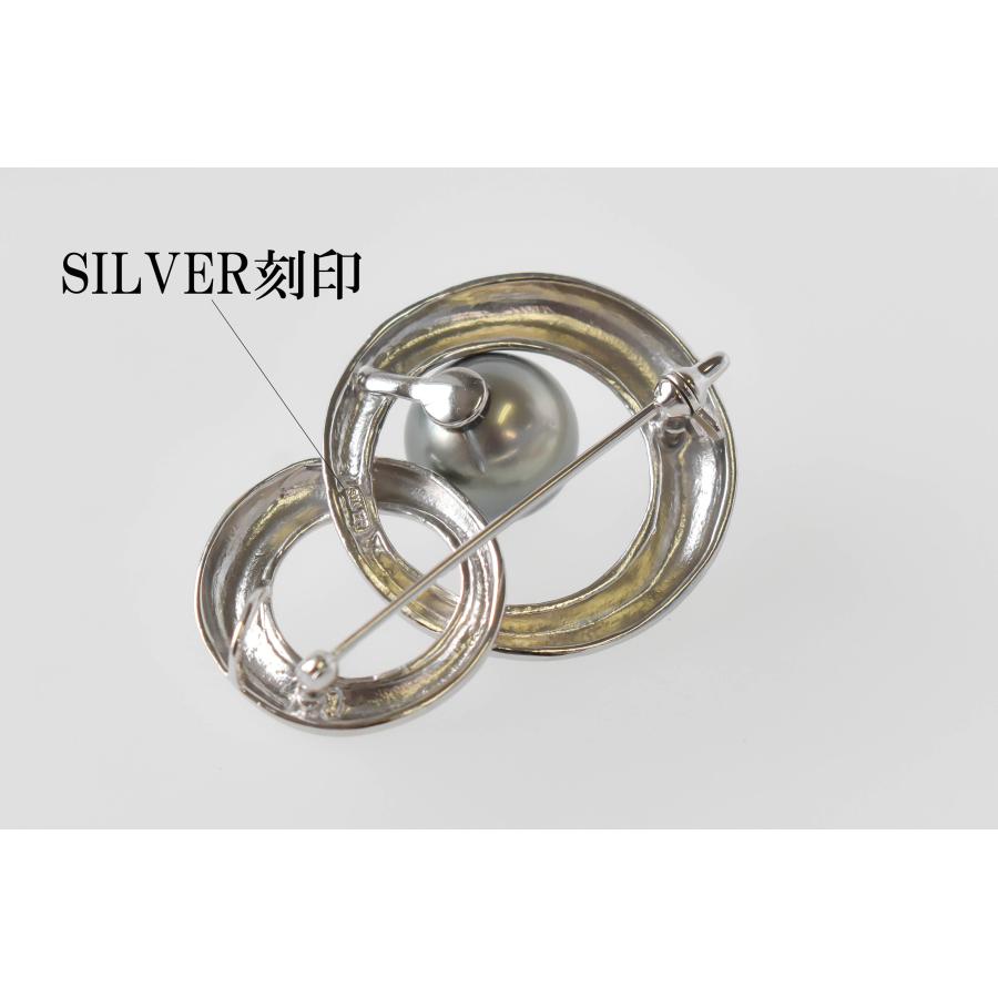 タヒチパール 真珠 ブローチ シルバー グレー 11.6mm 胸元 おしゃれ 上品 ラウンド 丸 宝石保証書付き 母の日 誕生日 プレゼントの画像
