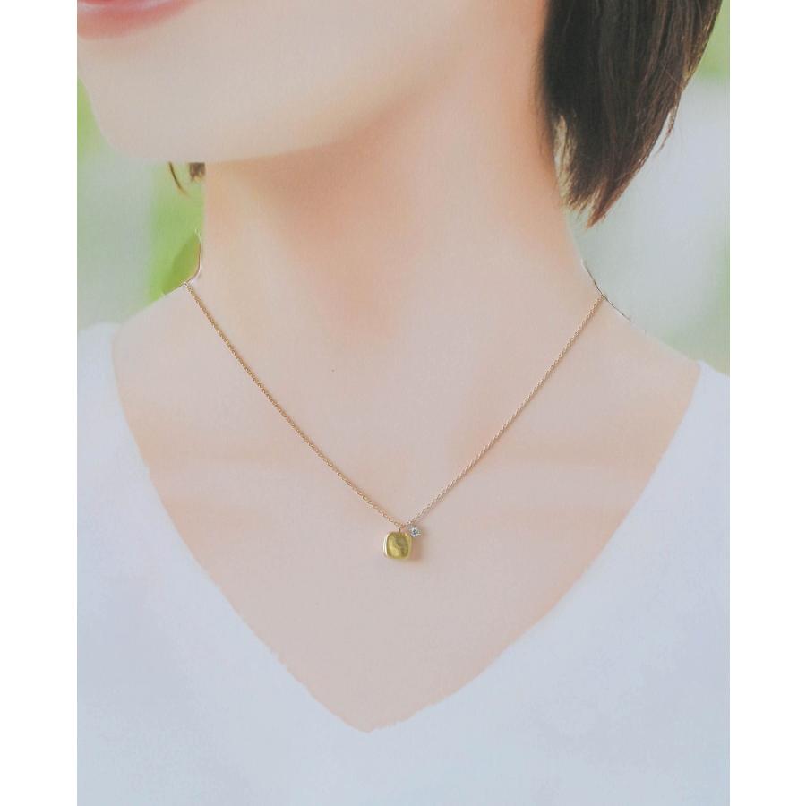 K10 ダイヤモンド ネックレス イエローゴールド LUCEMIYA つや消し スクエア レトロ ジュエリー 女性 プレゼント 宝石保証書付き アクセサリー 母の日 ギフトの画像