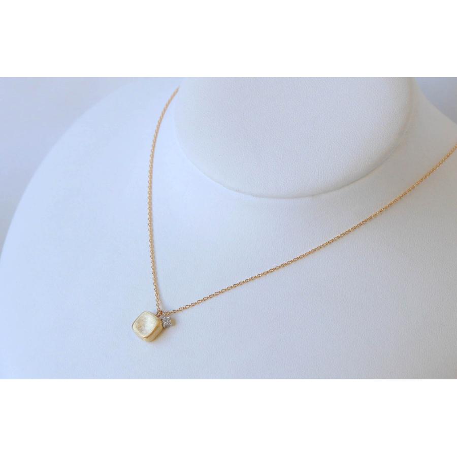 K10 ダイヤモンド ネックレス イエローゴールド LUCEMIYA つや消し スクエア レトロ ジュエリー 女性 プレゼント 宝石保証書付き アクセサリー 母の日 ギフトの画像