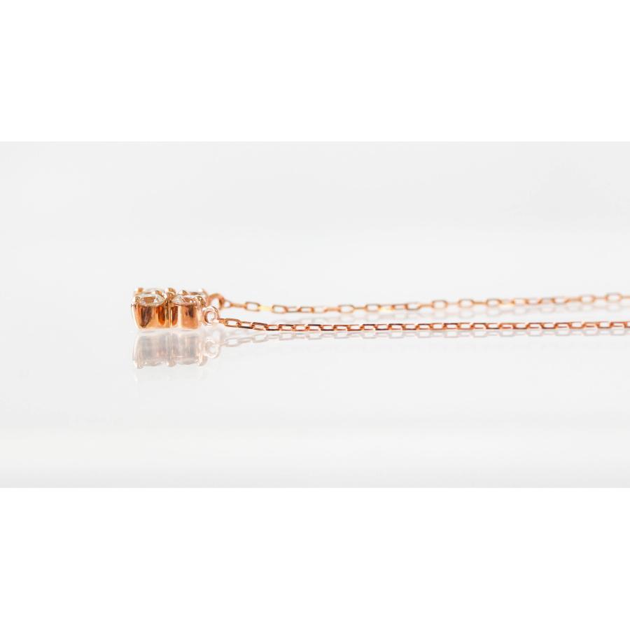 K10 ダイヤモンド ネックレス ピンクゴールド フラワーモチーフ 40cm 0.1ct 小豆チェーン ペンダント 保証書付き レディース アクセサリーの画像