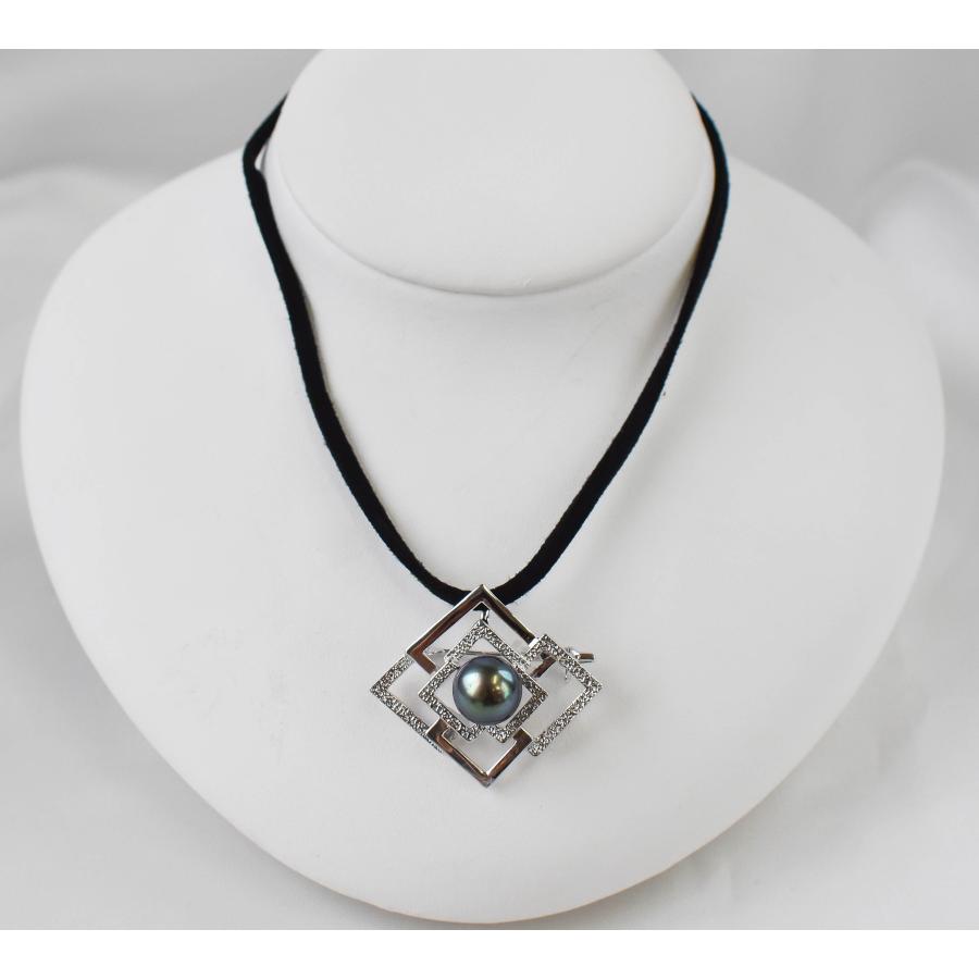 タヒチパール ブローチ 真珠 シルバー925 黒蝶真珠 ピーコックグリーン