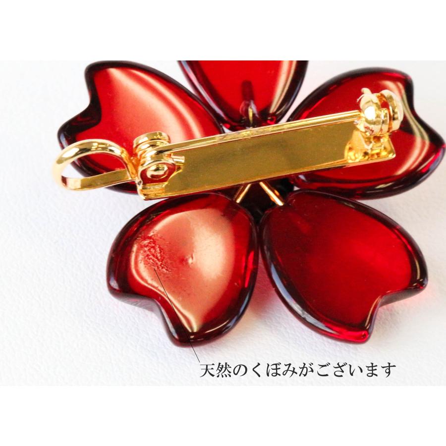 琥珀 レッドアンバー ピンブローチ 桜 ペンダントトップ フラワー