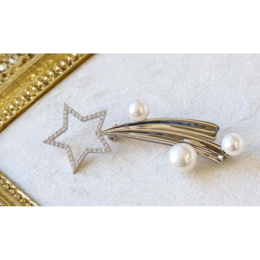 淡水真珠 ブローチ パール 流れ星 スター シルバー925 レディース