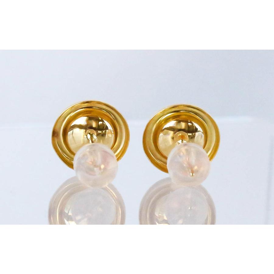 K18 イエローゴールド パールピアス 淡水真珠 ラウンド 7mm シンプル 上品 レディース アクセサリー 保証書付き 母の日 Gold Freshwater Pearl Earringsの画像