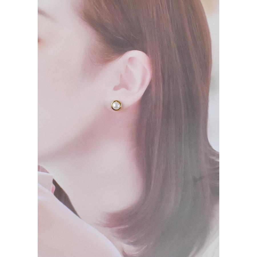 K18 イエローゴールド パールピアス 淡水真珠 ラウンド 7mm シンプル 上品 レディース アクセサリー 保証書付き 母の日 Gold Freshwater Pearl Earringsの画像
