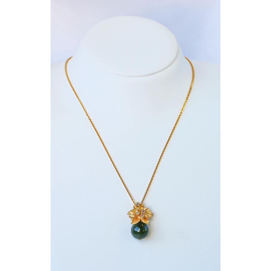 翡翠 ヒスイ ペンダントトップ シルバー925 ジルコニア フラワーモチーフ 花 ジェイド 緑 グリーン Jade Pendant Flower Silver925 Jewelry Green woman giftの画像