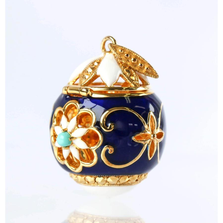 アロマペンダント トルコ石 シルバー925 ターコイズ エナメル フラワーデザイン ロケットペンダントトップ Pendant Top Silver Turquoise Enamel Aromaの画像