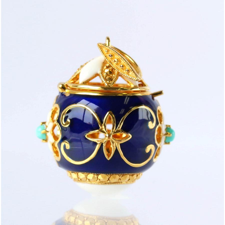 アロマペンダント トルコ石 シルバー925 ターコイズ エナメル フラワーデザイン ロケットペンダントトップ Pendant Top Silver Turquoise Enamel Aromaの画像