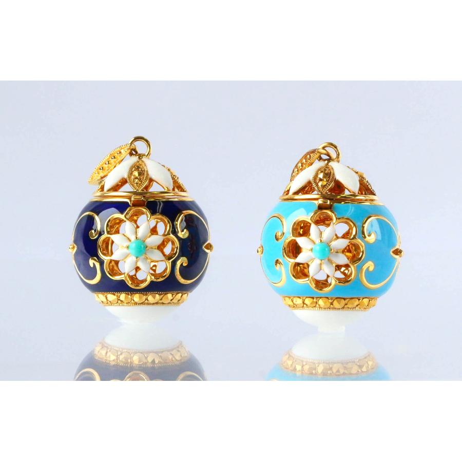 アロマペンダント トルコ石 シルバー925 ターコイズ エナメル フラワーデザイン ロケットペンダントトップ Pendant Top Silver Turquoise Enamel Aromaの画像