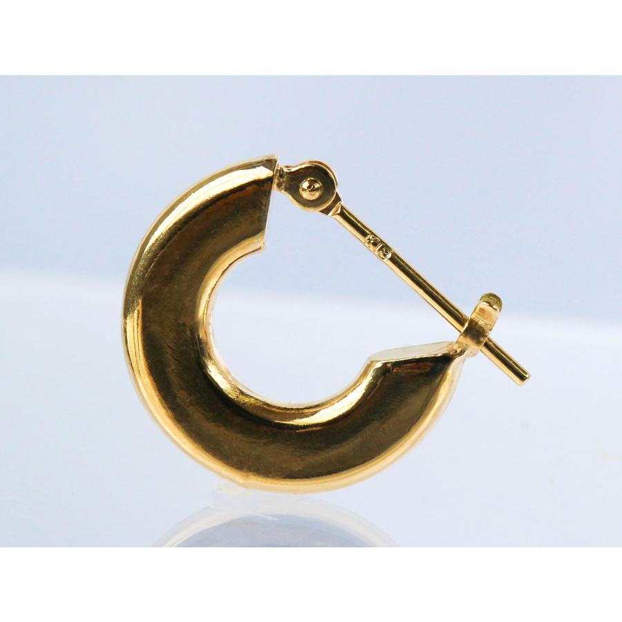 K18 イエローゴールド リング ピアス 小ぶり フープ 13.4mm スタッド 普段使い 上品 K18 Yellow Gold Hoop Earrings Small Stud Simpleの画像