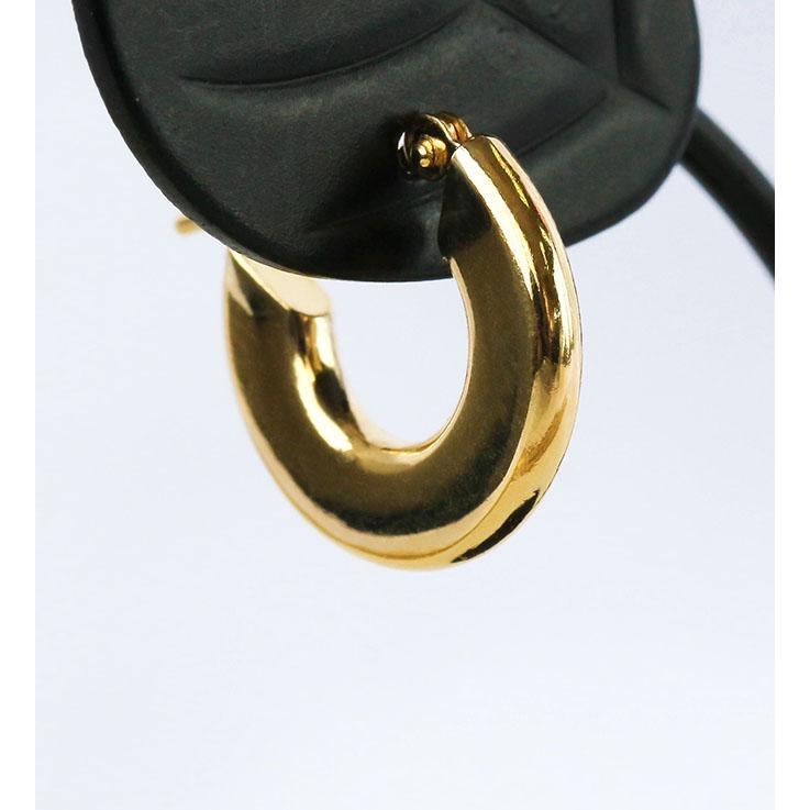 K18 イエローゴールド リング ピアス 小ぶり フープ 13.4mm スタッド 普段使い 上品 K18 Yellow Gold Hoop Earrings Small Stud Simpleの画像