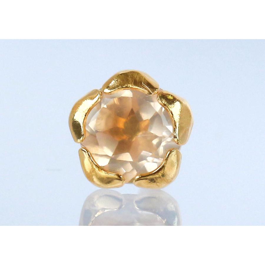 ローズクォーツ ピアス K18イエローゴールド スタッドピアス 4.7mm