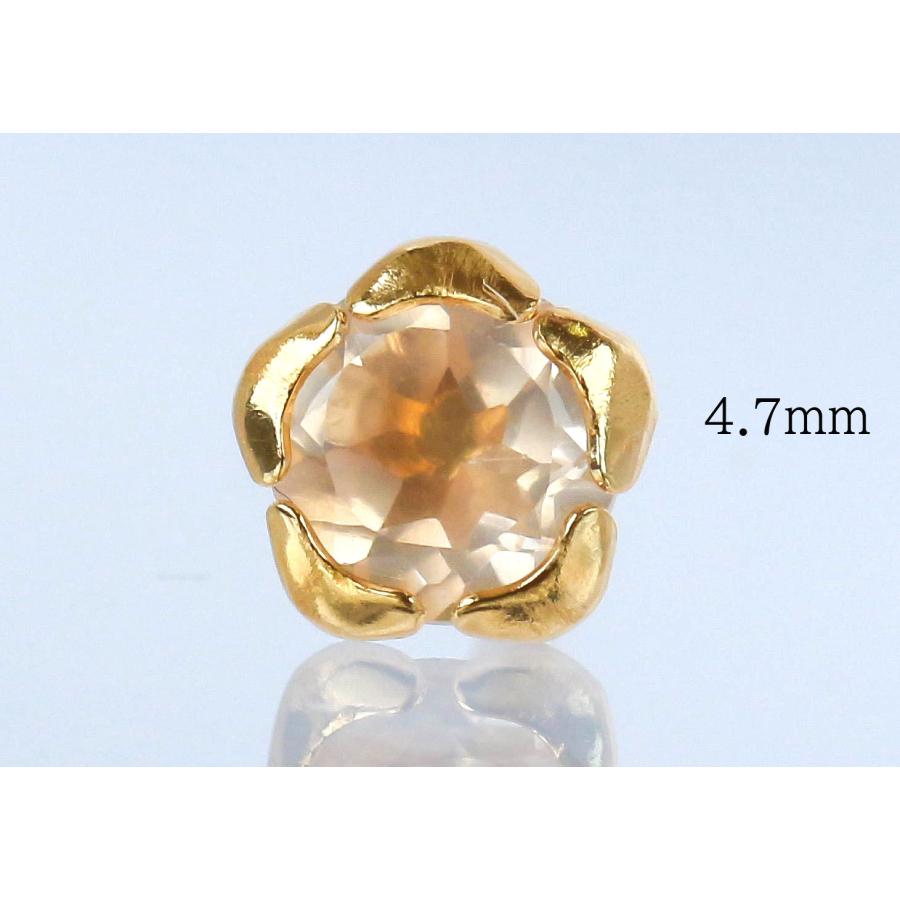 ローズクォーツ ピアス K18イエローゴールド スタッドピアス 4.7mm
