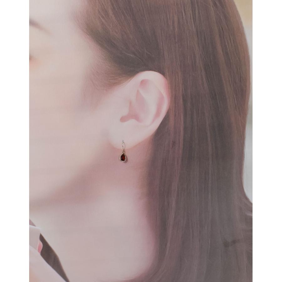 ガーネット ピアス K10イエローゴールド ドロップ 一粒 フックピアス 1月誕生石 Garnet K10YG Jewelry pear shape Earring hook January Birthstone_5