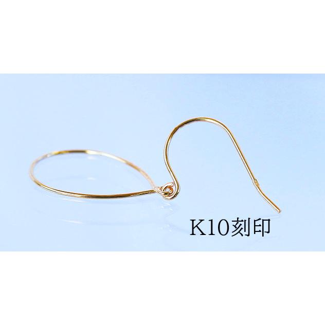K10 イエローゴールド ドロップフープ フックピアス 揺れる 小ぶり