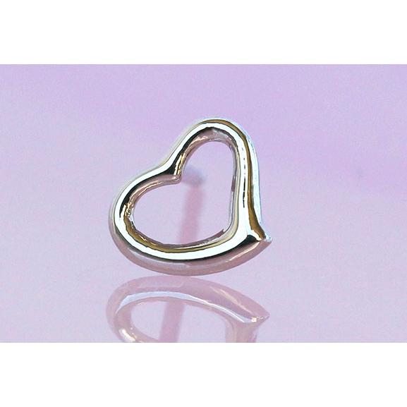 Pt900 プラチナ ハート スタッドピアス 小ぶり 地金 ダブルロックキャッチ 上品 シンプル 女性 彼女 プレゼント Platinum Open Heart Earrings Simple Presentの画像