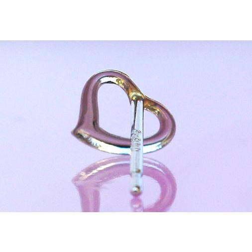 Pt900 プラチナ ハート スタッドピアス 小ぶり 地金 ダブルロックキャッチ 上品 シンプル 女性 彼女 プレゼント Platinum Open Heart Earrings Simple Presentの画像