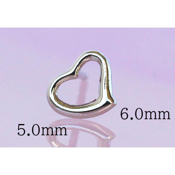 Pt900 プラチナ ハート スタッドピアス 小ぶり 地金 ダブルロックキャッチ 上品 シンプル 女性 彼女 プレゼント Platinum Open Heart Earrings Simple Presentの画像