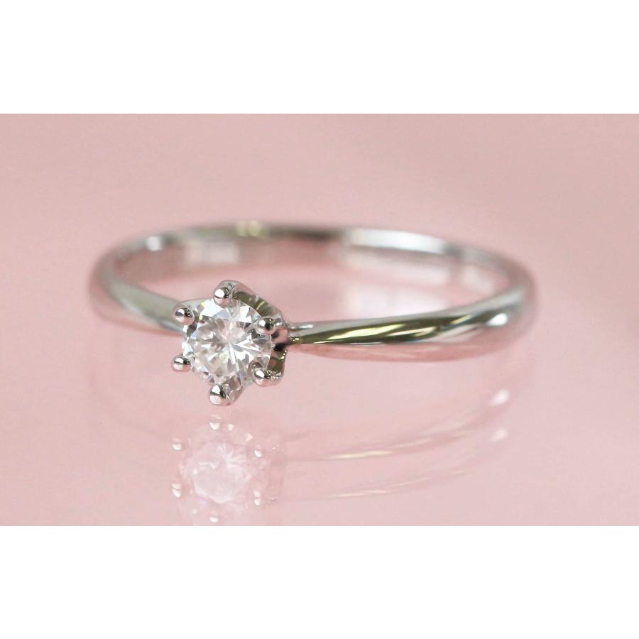 Pt900 ダイヤモンド リング 0.168ct 9号 Hカラー SI2 ソリティア 婚約指輪 エンゲージ プラチナ シンプル 定番 宝石保証書付き Diamond Ring Platinumの画像