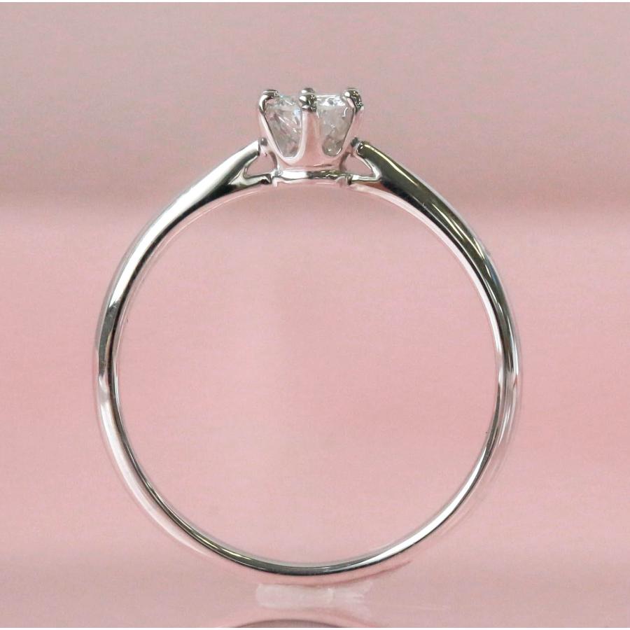 Pt900 ダイヤモンド リング 0.168ct 9号 Hカラー SI2 ソリティア 婚約指輪 エンゲージ プラチナ シンプル 定番 宝石保証書付き Diamond Ring Platinumの画像