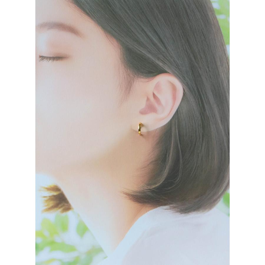 K18 イエローゴールド フープピアス シンプル スナップ式 ストレート 