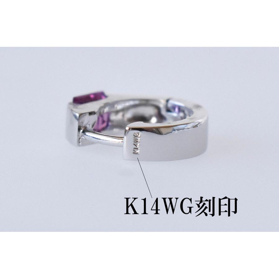 K14WG ロードライトガーネット フープピアス 1月誕生石 薔薇柘榴石 レディース アクセサリー ギフト 保証書付きの画像