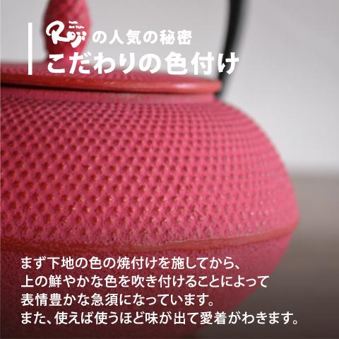 南部鉄器 急須 アラレ 0.6L ローズピンク カラーポット 日本製 ロジ