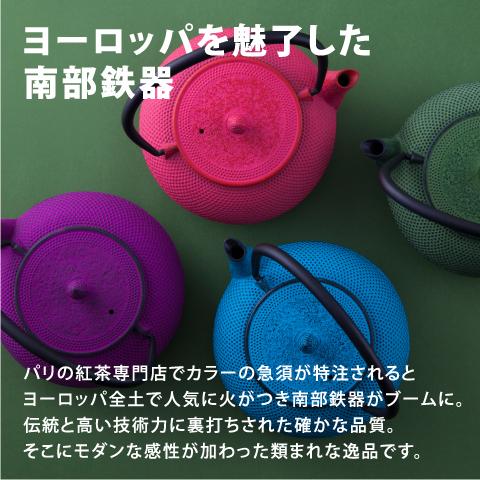 南部鉄器 急須 アラレ 0.6L トルコブルー カラーポット 日本製