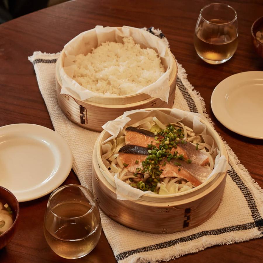 かごや 杉 中華せいろ 2段 ステンレス鍋セット18cm 1〜3人分