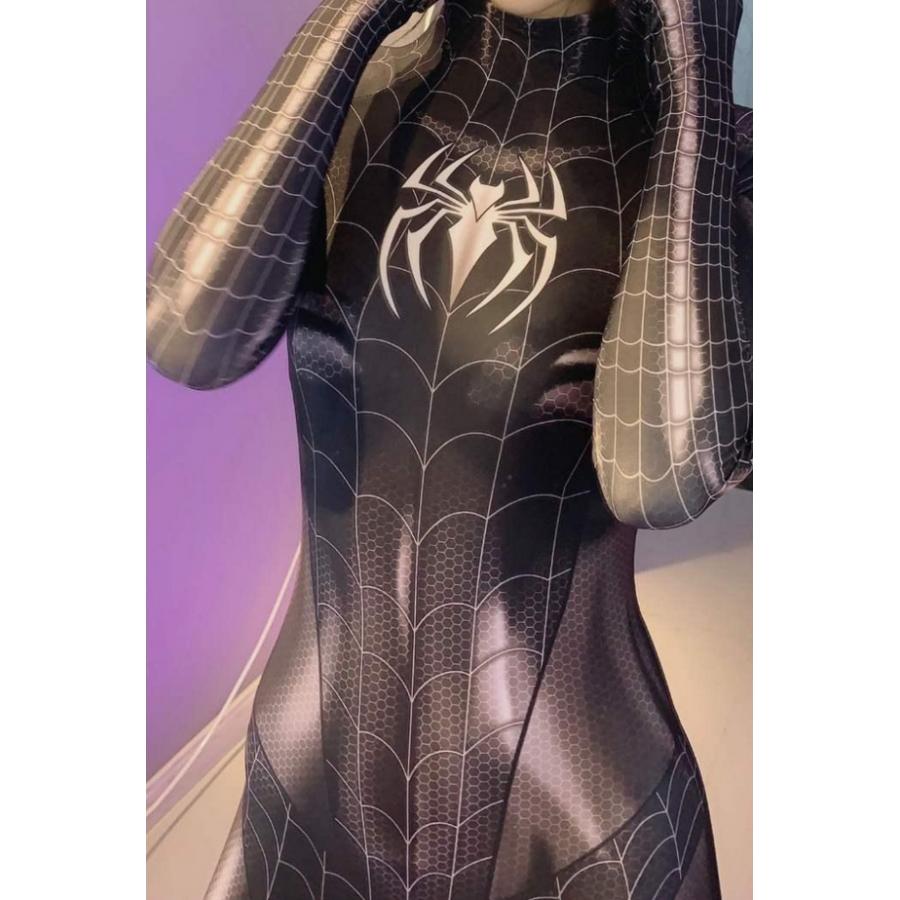 Lサイズ セクシー全身タイツ　スパイダーマン　ブラック　黒　コスプレ